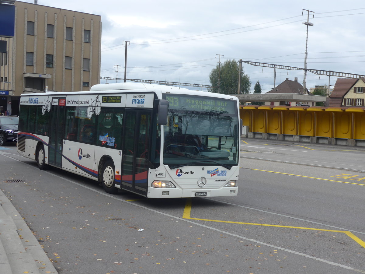 (221'554) - Knecht, Windisch - Nr. 452/AG 369'056 - Mercedes (ex Nr. 52) am 27. September 2020 beim Bahnhof Lenzburg