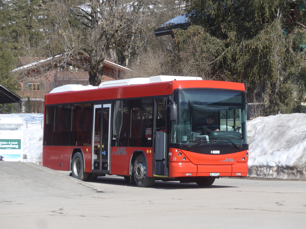 (223'636) - AFA Adelboden - Nr. 39/BE 25'753 - Scania/Hess am 19. Februar 2021 beim Bahnhof Lenk