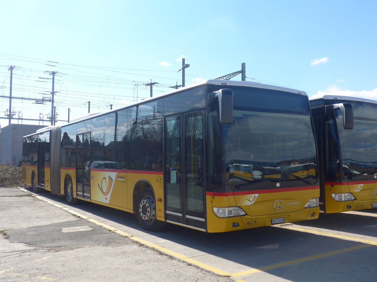 (224'301) - CarPostal Ouest - VD 570'805 - Mercedes (ex SAPJV, L'Isle Nr. 70) am 20. Mrz 2021 in Yverdon, Garage