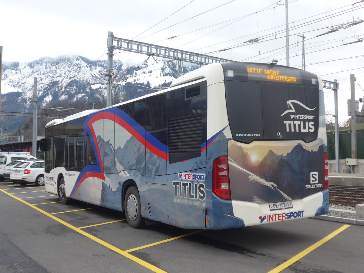 (224'433) - EAB Engelberg - Nr. 5/OW 10'241 - Mercedes (ex VZO Grningen; ex Vorfhrfahrzeug) am 27. Mrz 2021 beim Bahnhof Stansstad