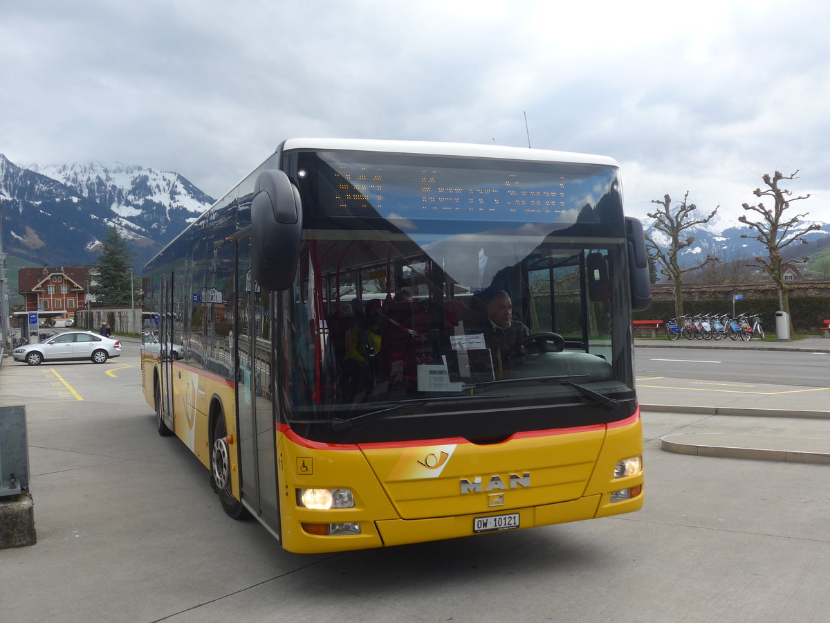 (224'462) - PostAuto Zentralschweiz - Nr. 11/OW 10'121 - MAN (ex Dillier, Sarnen Nr. 11) am 27. Mrz 2021 beim Bahnhof Sarnen