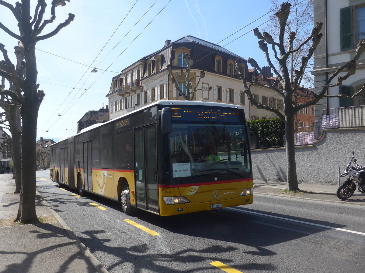 (224'596) - PostAuto Bern - Nr. 689/NE 165'367) - Mercedes (ex BE 834'689; ex Hfliger, Sursee Nr. 7) am 29. Mrz 2021 in Neuchtel, Avenue de la Gare (Einsatz CarPostal)