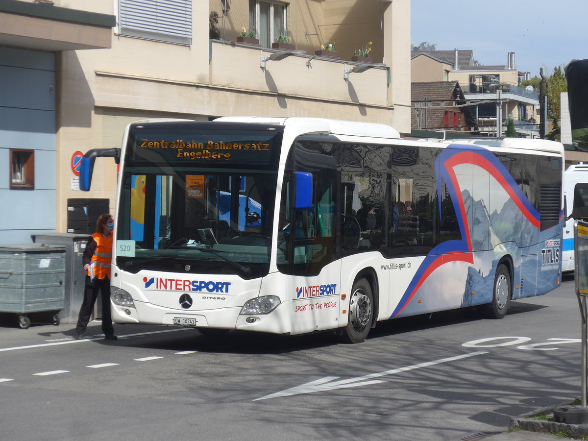 (224'820) - EAB Engelberg - Nr. 5/OW 10'241 - Mercedes (ex VZO Grningen; ex Vorfhrfahrzeug) am 5. April 2021 beim Bahnhof Hergiswil