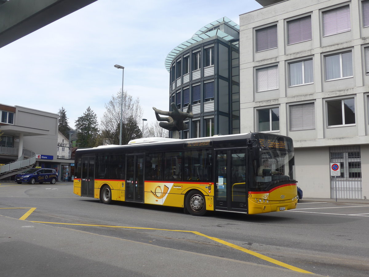 (224'842) - PostAuto Zentralschweiz - Nr. 55/NW 5017 - Setra (ex Nr. 25; ex Thepra, Stans Nr. 25) am 5. April 2021 beim Bahnhof Stans