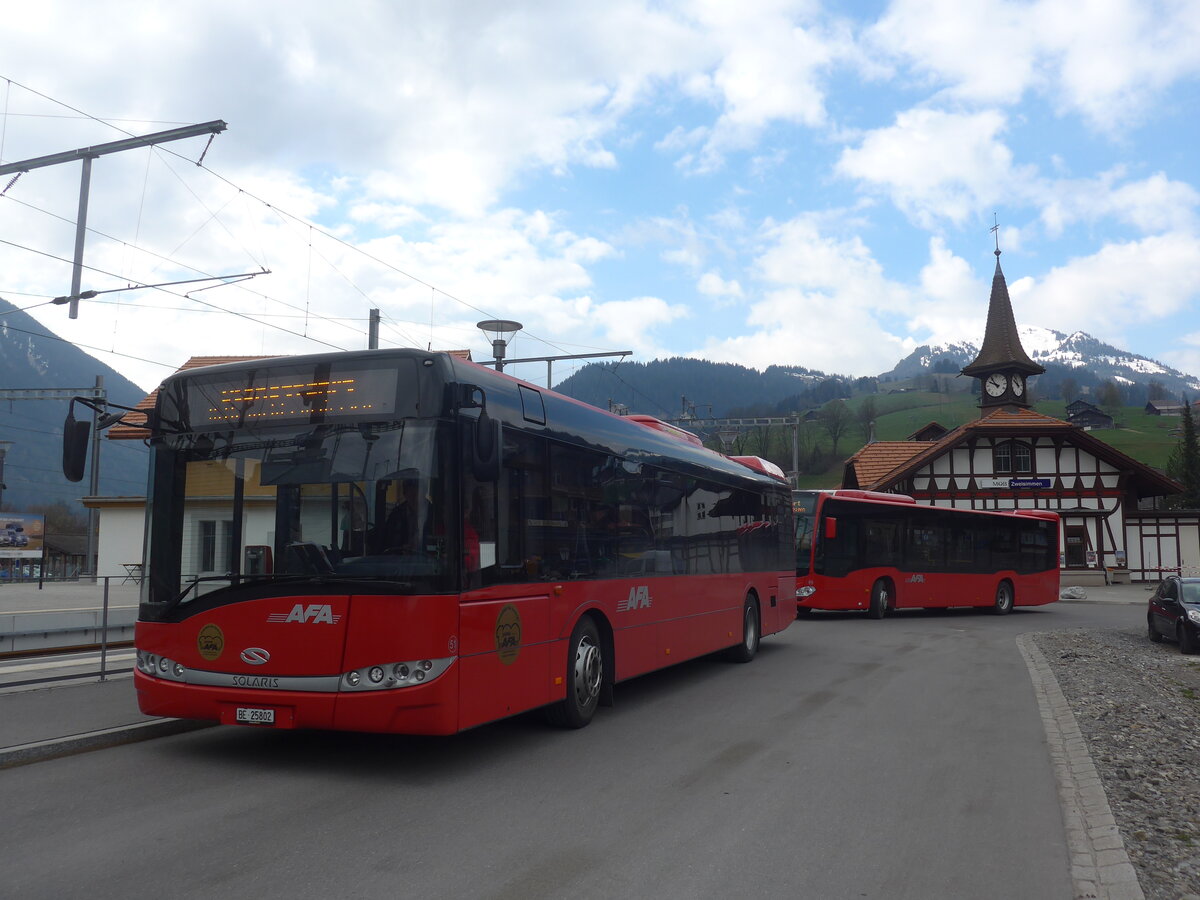 (225'284) - AFA Adelboden - Nr. 51/BE 25'802 - Solaris am 27. April 2021 beim Bahnhof Zweismmen