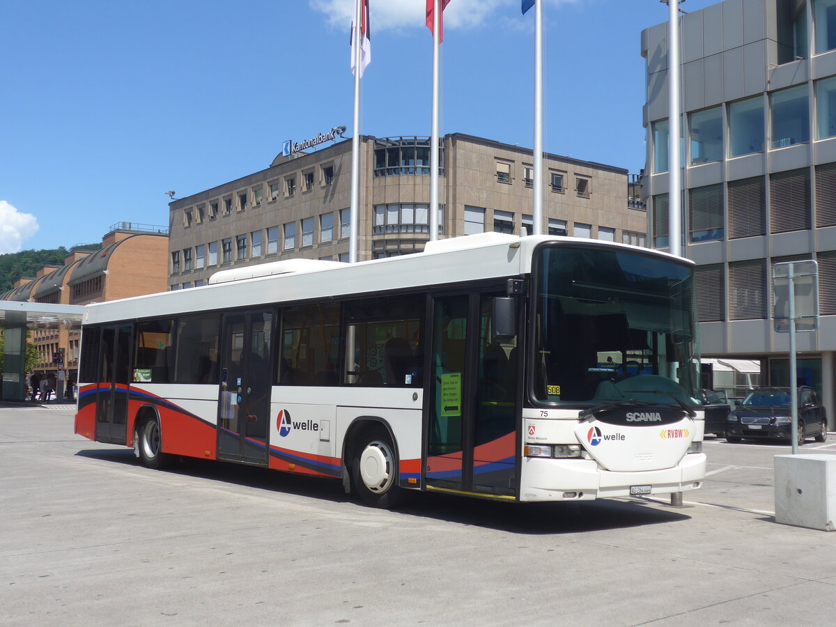 (226'578) - RVBW Wettingen - Nr. 75/AG 264'444 - Scania/Hess am 19. Juli 2021 beim Bahnhof Baden