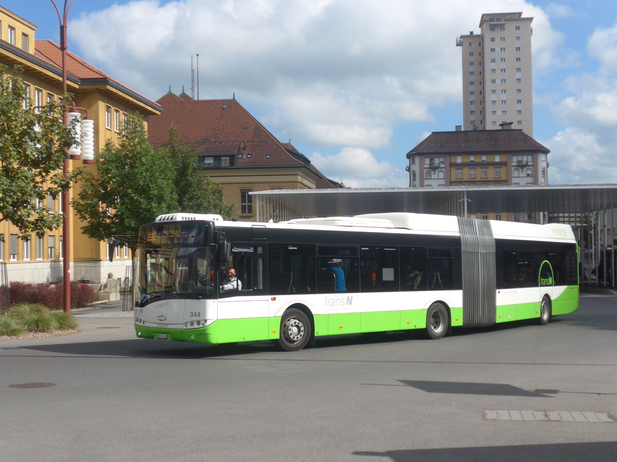 (228'110) - transN, La Chaux-de-Fonds - Nr. 344/NE 145'344 - Solaris am 18. September 2021 beim Bahnhof La Chaux-de-Fonds