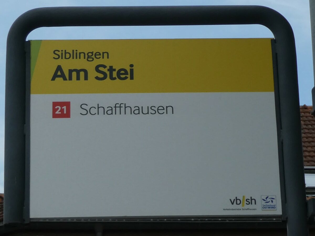 (228'394) - VB/SH-Haltestellenschild - Siblingen, Am Stei - am 26. September 2021