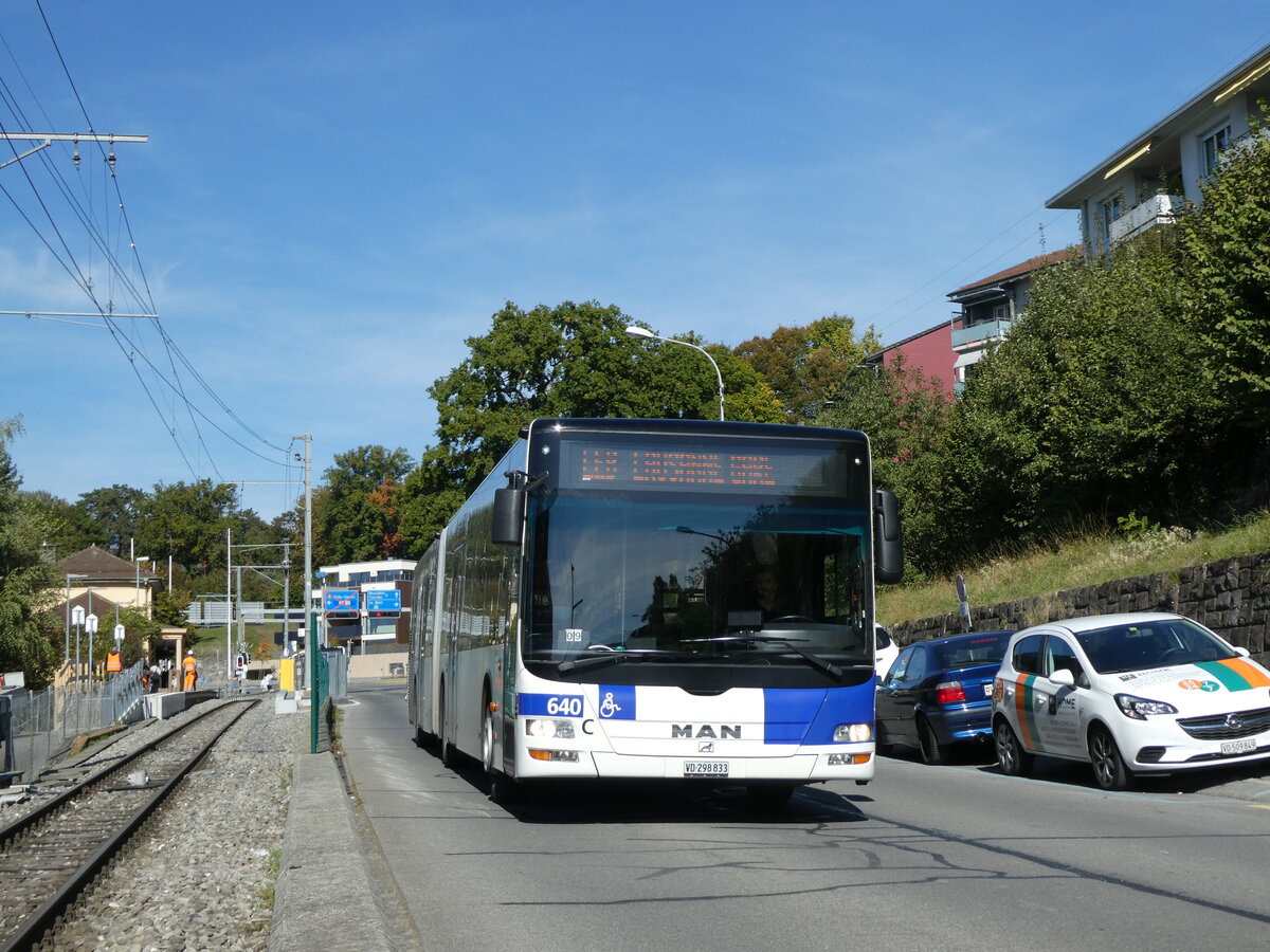 (228'844) - TL Lausanne - Nr. 640/VD 298'833 - MAN am 11. Oktober 2021 beim Bahnhof Prilly-Chasseur