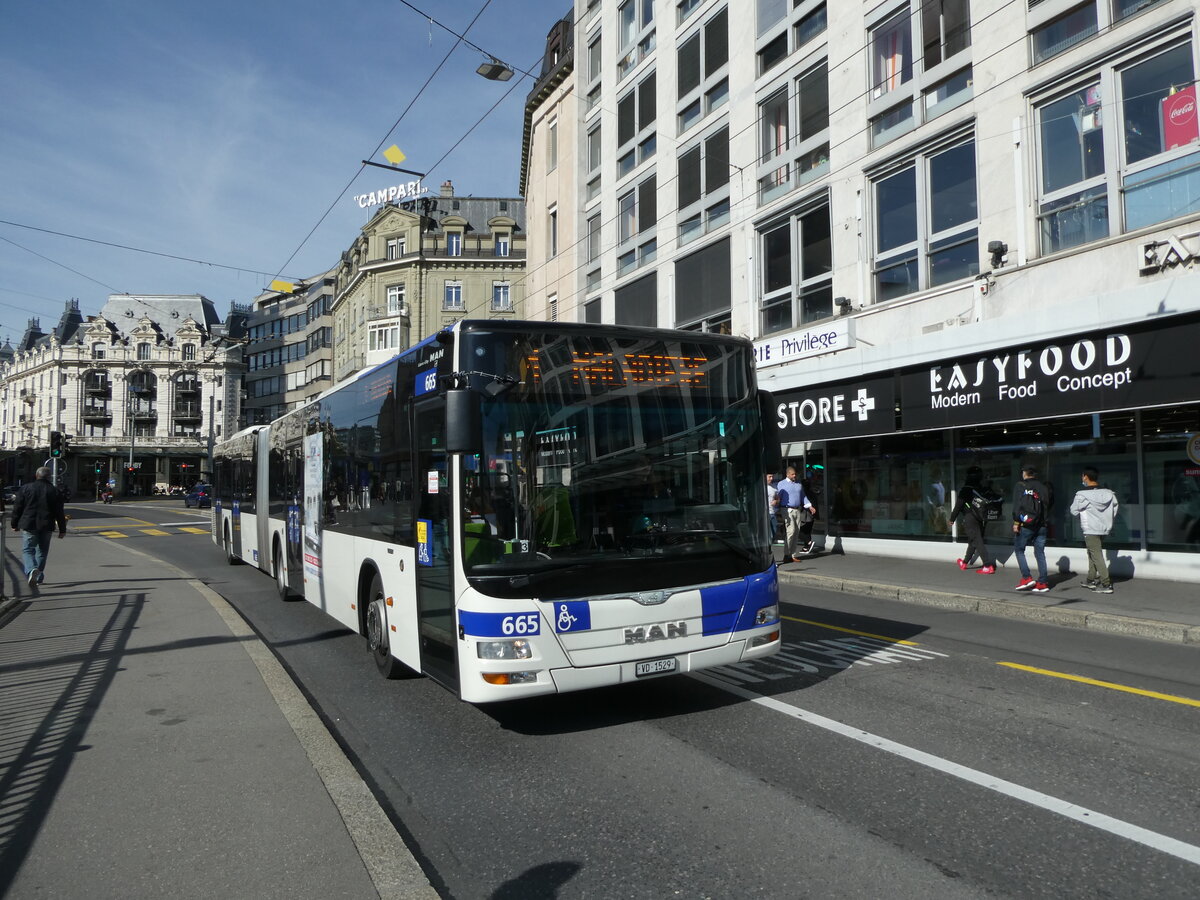 (228'880) - TL Lausanne - Nr. 665/VD 1529 - MAN am 11. Oktober 2021 in Lausanne, Bel-Air