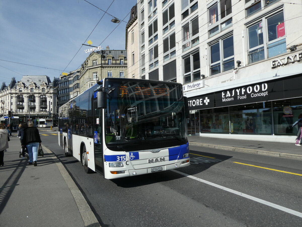 (228'885) - TL Lausanne - Nr. 315/VD 556'537 - MAN am 11. Oktober 2021 in Lausanne, Bel-Air