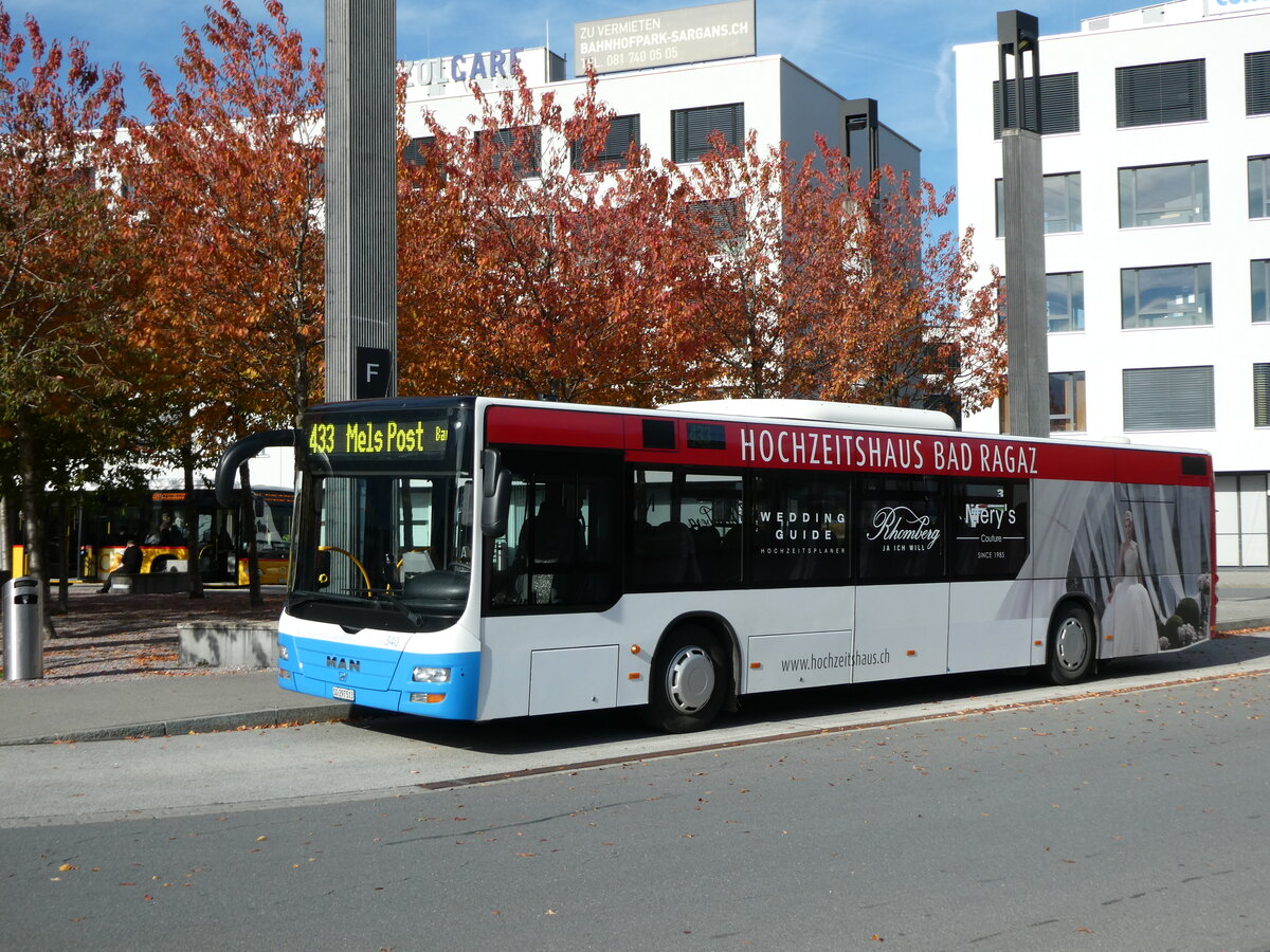 (229'496) - BSW Sargans - Nr. 340/SG 297'513 - MAN am 20. Oktober 2021 beim Bahnhof Sargans