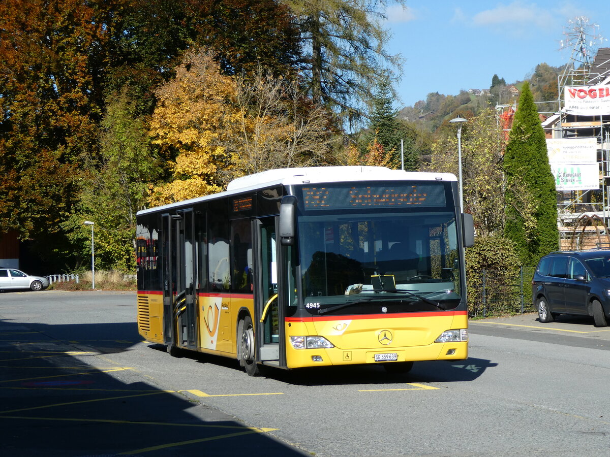 (229'749) - PostAuto Ostschweiz - SG 359'639 - Mercedes (ex Abderhalden, Wildhaus) am 23. Oktober 2021 beim Bahnhof Nesslau-Neu St. Johann