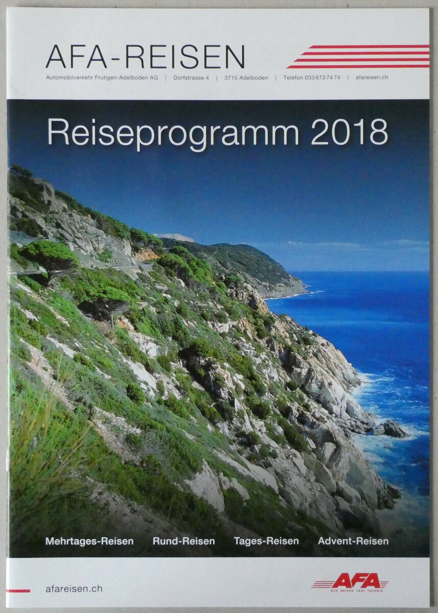 (232'013) - AFA-Reisen Reiseprogramm 2018 am 15. Januar 2022 in Thun
