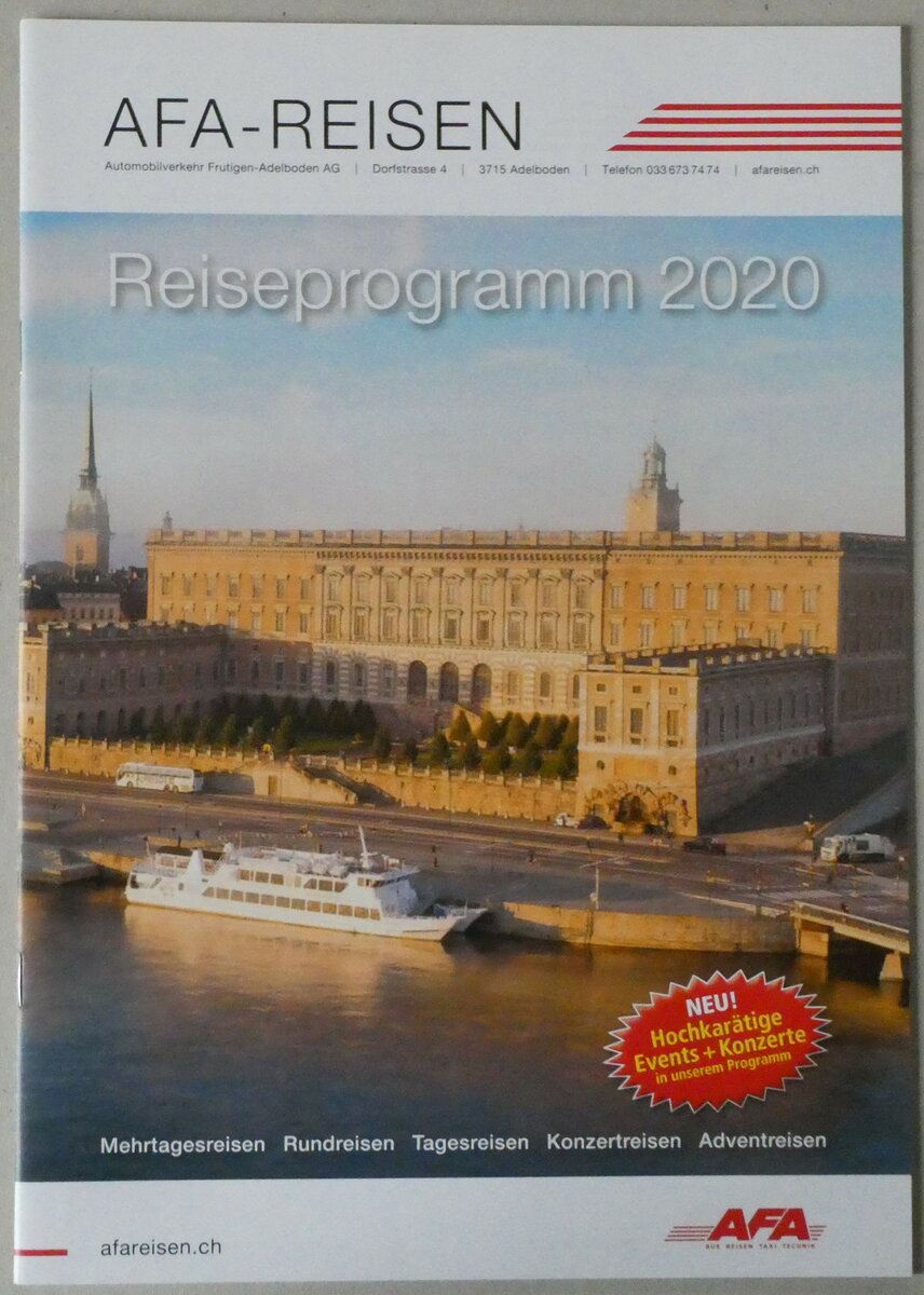(232'015) - AFA-Reisen Reiseprogramm 2020 am 15. Januar 2022 in Thun