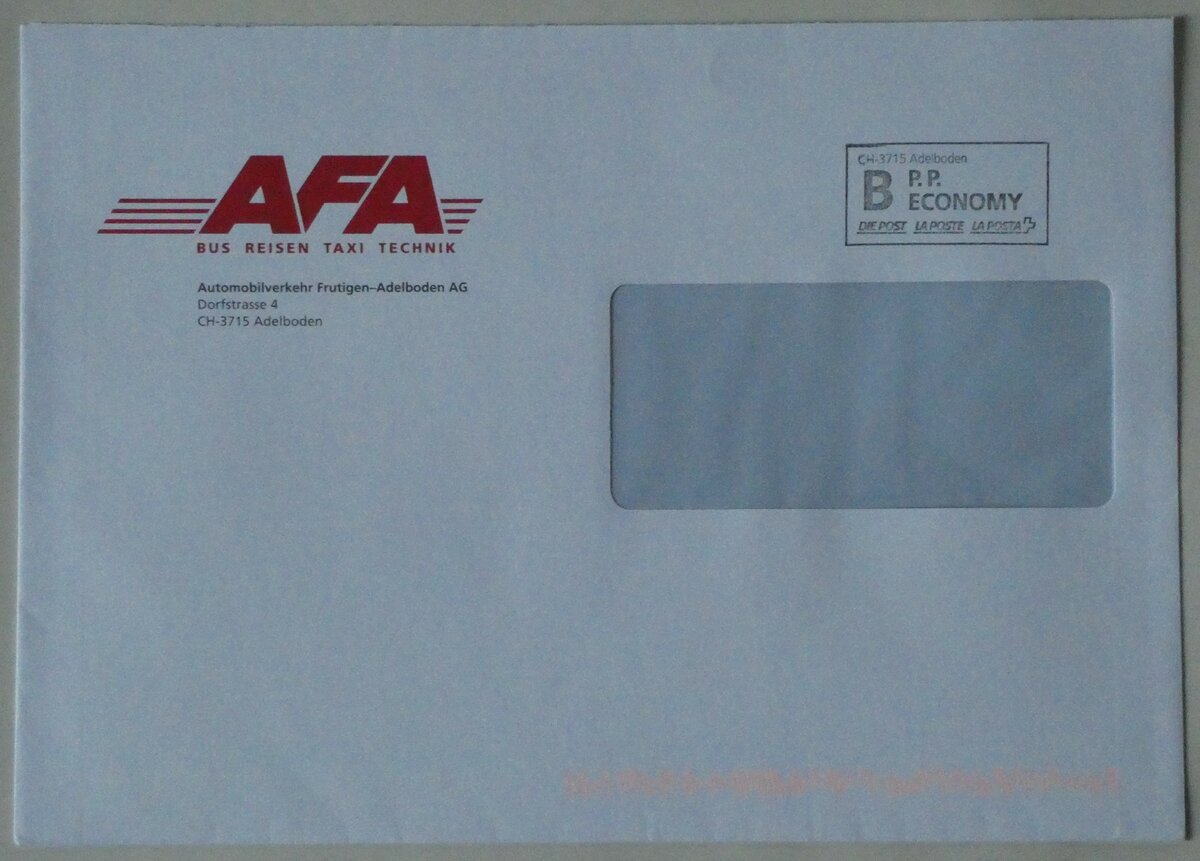 (232'062) - AFA-Briefumschlag von 2018 am 18. Januar 2022 in Thun