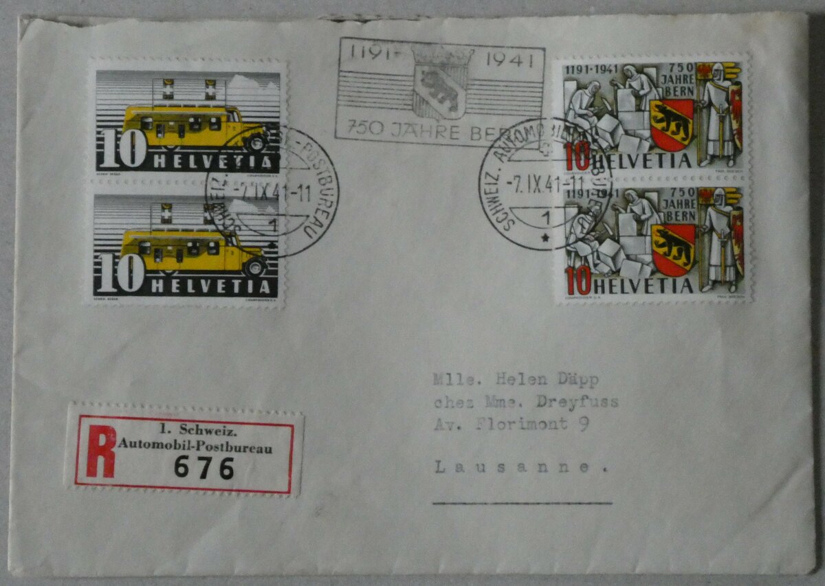 (232'488) - PTT-Briefumschlag vom 7. September 1941 am 30. Januar 2022 in Thun