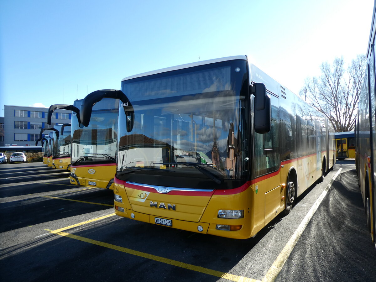 (232'521) - CarPostal Ouest - VD 577'065 - MAN am 30. Januar 2022 in Yverdon, Garage