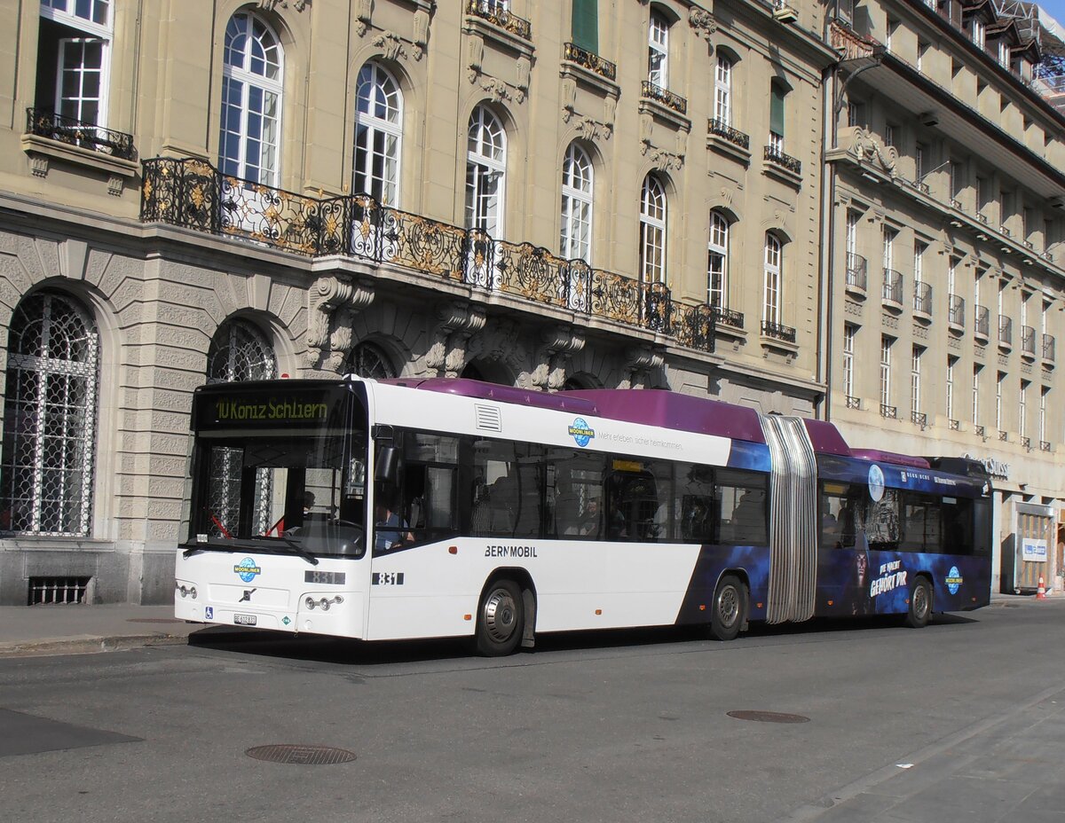 (234'141) - Bernmobil, Bern - Nr. 831/BE 612'831 - Volvo am 28. Mrz 2022 in Bern, Bundesplatz