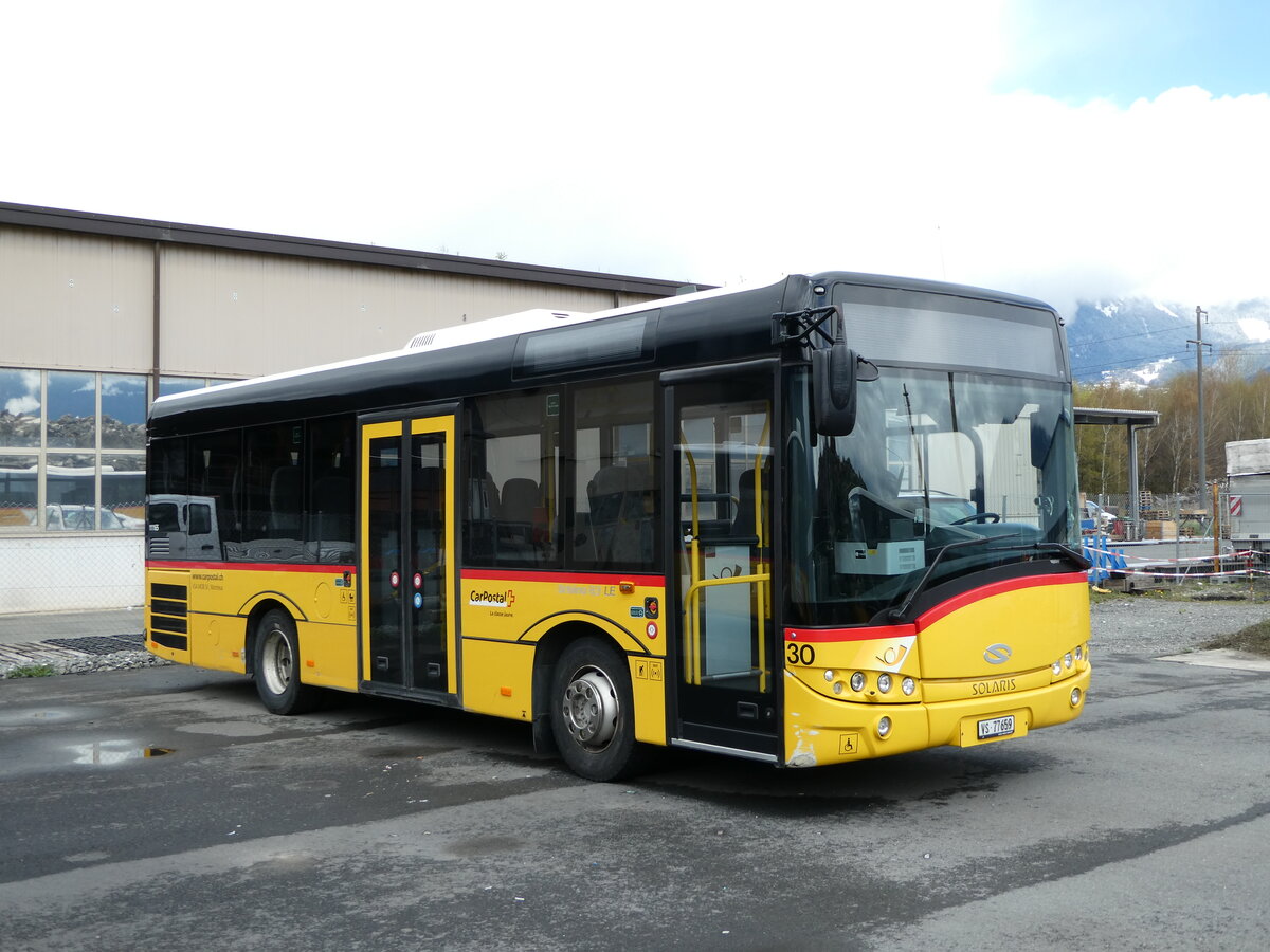 (234'287) - MOB Montreux - Nr. 30/VS 77'659 - Solaris am 9. April 2022 in Collombey, Garage TPC