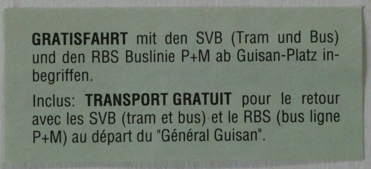 (234'893) - SVB/RBS-Einzelbillet am 29. April 2022 in Thun