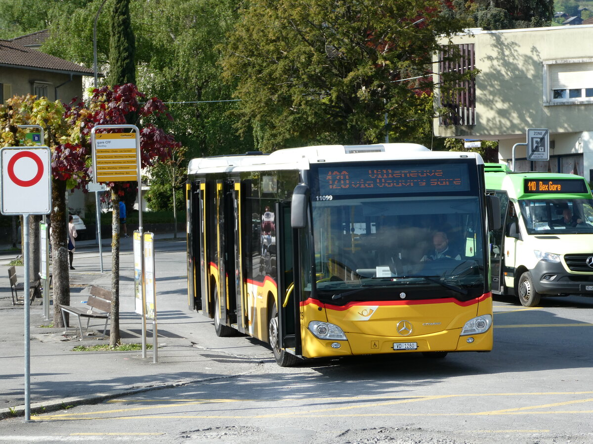 (234'903) - MOB Montreux - Nr. 35/VD 1280 - Mercedes am 30. April 2022 beim Bahnhof Monthey CFF