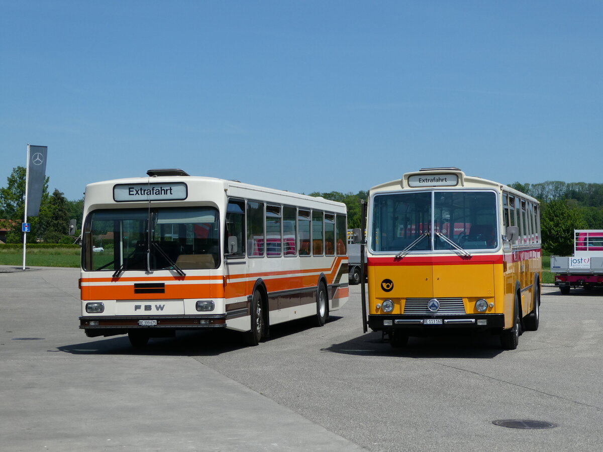 (235'667) - Wegmller, Mnsingen - BE 399'675 - FBW/R&J (ex Bamert, Wollerau) + Gast, Reutigen - BE 113'160 - Saurer/Tscher (ex HPTrans, Thusis; ex Mauerhofer, Worb; ex Erni, Schupfart Nr. 3; ex P 24'636) am 15. Mai 2022 in Lyssach, Lorenz