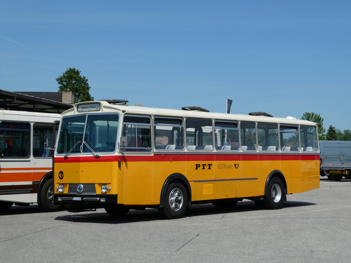 (235'670) - Gast, Reutigen - BE 113'160 - Saurer/Tscher (ex HPTrans, Thusis; ex Mauerhofer, Worb; ex Erni, Schupfart Nr. 3; ex P 24'636) am 15. Mai 2022 in Lyssach, Lorenz