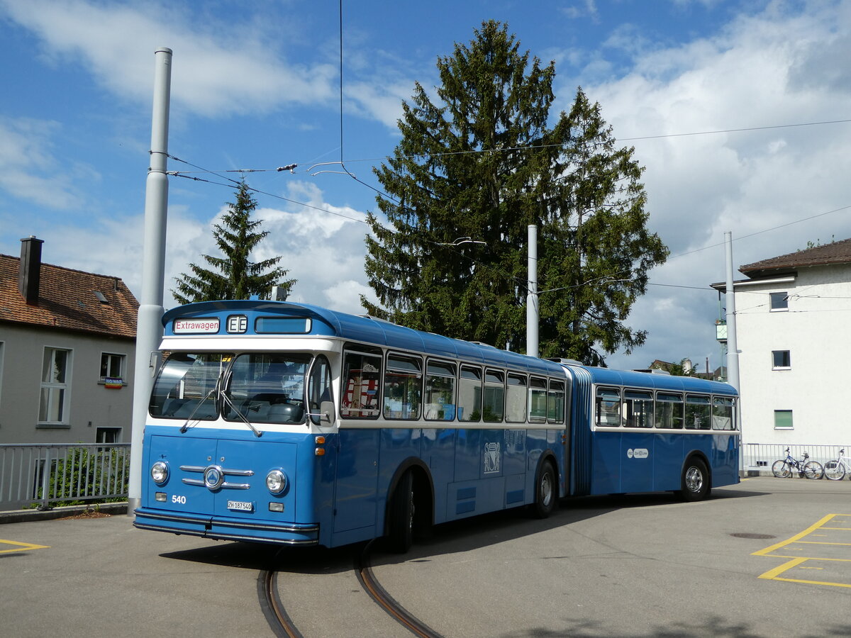 (236'384) - VBZ Zrich (TMZ) - Nr. 540/ZH 187'540 - Saurer/Saurer (ex Nr. 7540; ex Nr. 540) am 28. Mai 2022 in Zrich, Wartau