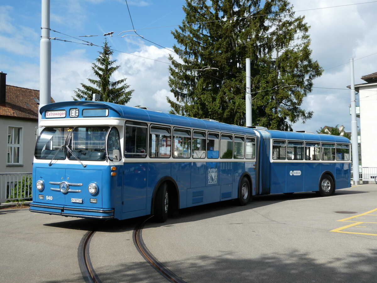 (236'385) - VBZ Zrich (TMZ) - Nr. 540/ZH 187'540 - Saurer/Saurer (ex Nr. 7540; ex Nr. 540) am 28. Mai 2022 in Zrich, Wartau