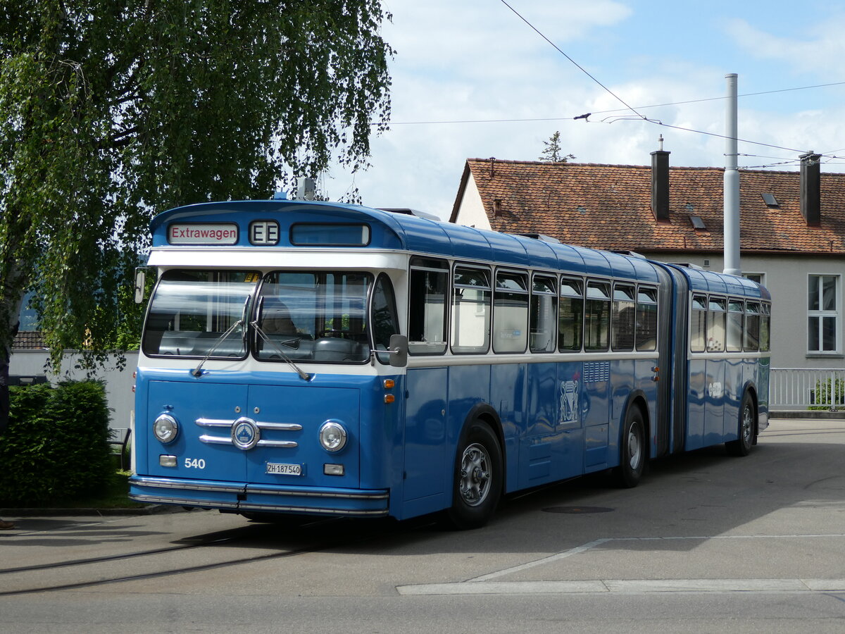 (236'399) - VBZ Zrich (TMZ) - Nr. 540/ZH 187'540 - Saurer/Saurer (ex Nr. 7540; ex Nr. 540) am 28. Mai 2022 in Zrich, Wartau