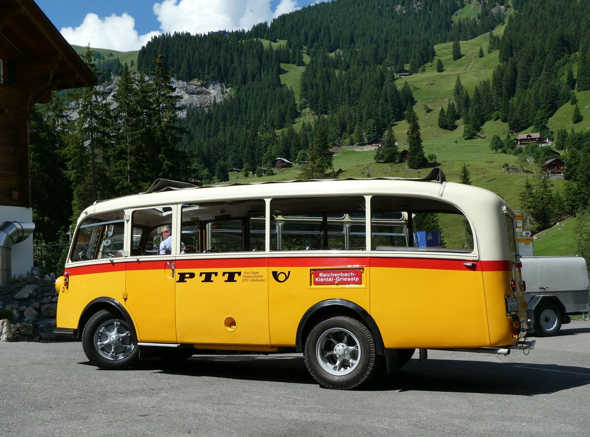 (237'650) - Schmid, Thrishaus - Nr. 3/BE 26'760 - Saurer/Gangloff (ex Geiger, Adelboden Nr. 3) am 26. Juni 2022 auf der Griesalp 