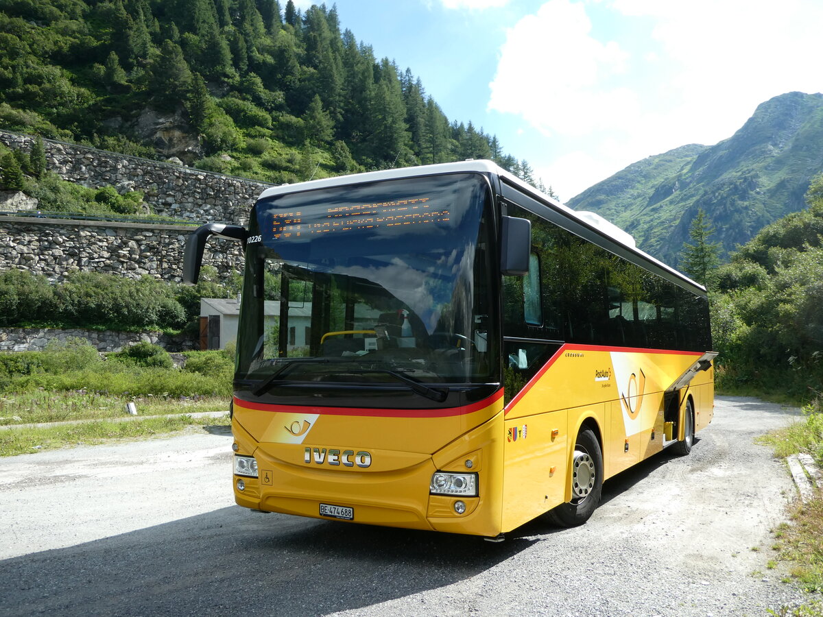 (237'802) - PostAuto Bern - BE 474'688 - Iveco am 2. Juli 2022 in Gletsch, Post