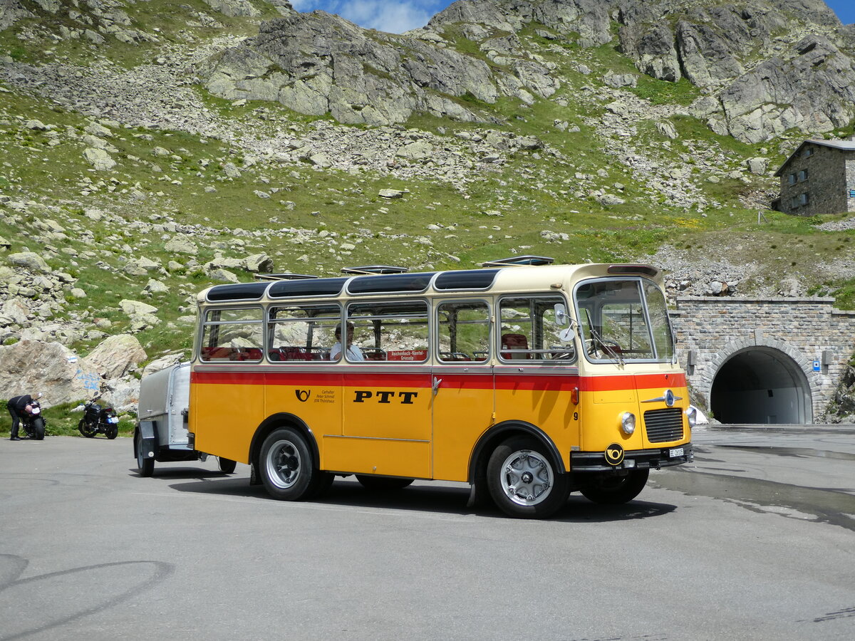 (237'974) - Schmid, Thrishaus - Nr. 9/BE 26'105 - Saurer/R&J (ex Geiger, Adelboden Nr. 9) am 10. Juli 2022 in Susten, Passhhe