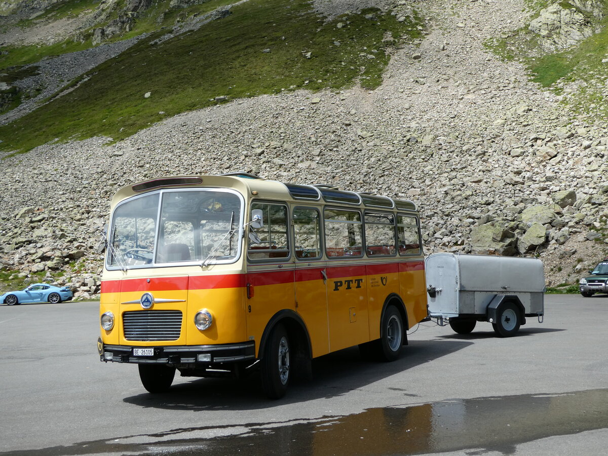 (237'978) - Schmid, Thrishaus - Nr. 9/BE 26'105 - Saurer/R&J (ex Geiger, Adelboden Nr. 9) am 10. Juli 2022 in Susten, Passhhe