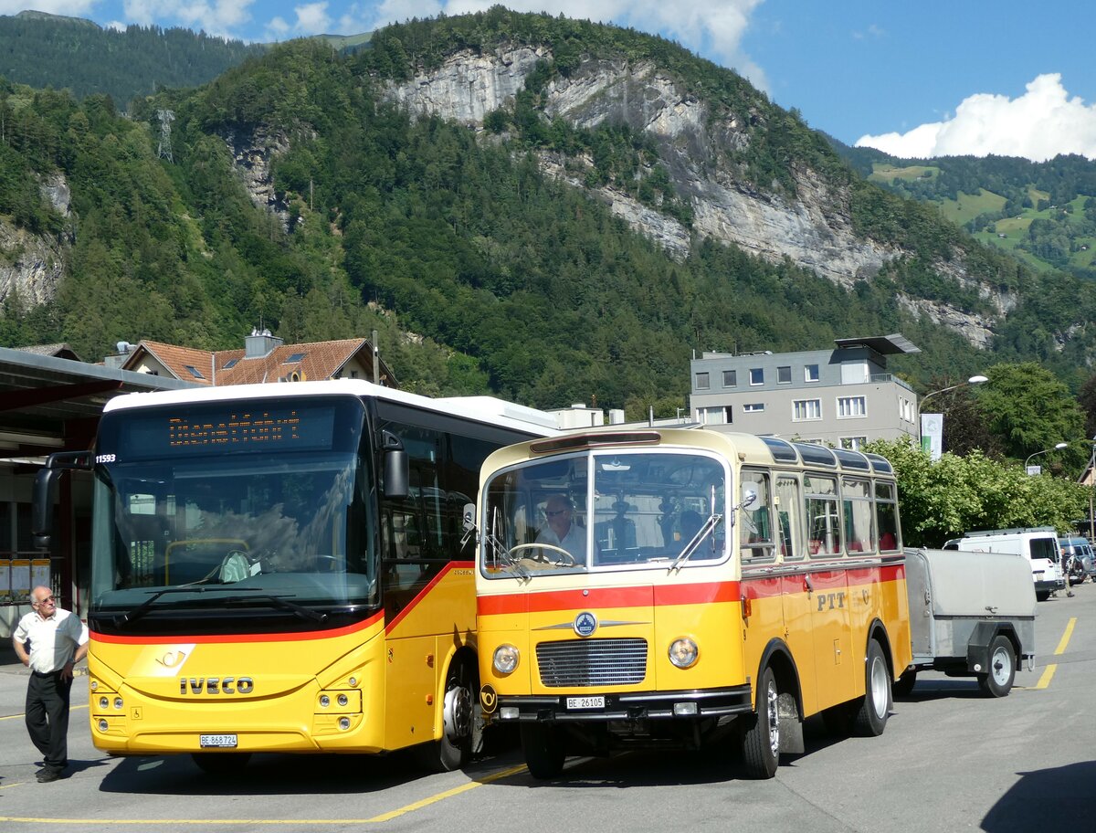 (238'000) - Schmid, Thrishaus - Nr. 9/BE 26'105 - Saurer/R&J (ex Geiger, Adelboden Nr. 9) am 10. Juli 2022 in Meiringen, Postautostation