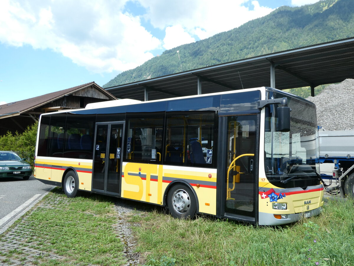 (238'585) - Grindelwaldbus, Grindelwald - Nr. 17/BE 72'444 - MAN/Gppel (ex STI Thun Nr. 133) am 30. Juli 2022 in Interlaken, Garage