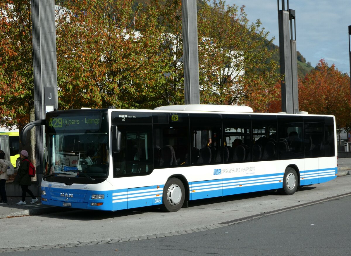 (240'895) - BSW Sargans - Nr. 345/SG 312'116 - MAN am 11. Oktober 2022 beim Bahnhof Sargans