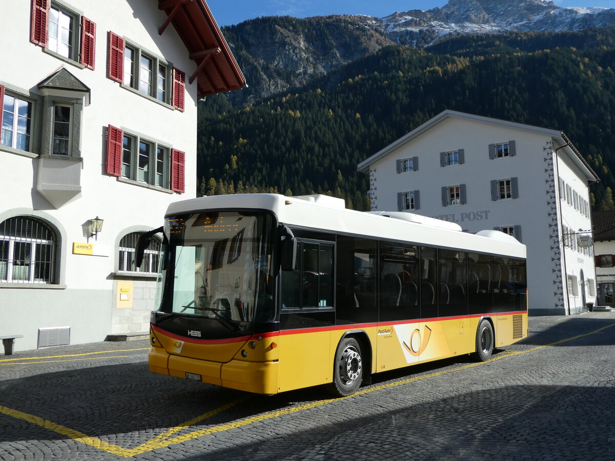 (242'278) - Gaudenz, Andeer - GR 163'715 - Scania/Hess (ex Stutz, Jonen; ex PostAuto Bern; ex AVG Meiringen Nr. 67; ex AVG Meiringen Nr. 76; ex Steiner, Messen) am 8. November 2022 in Andeer, Post