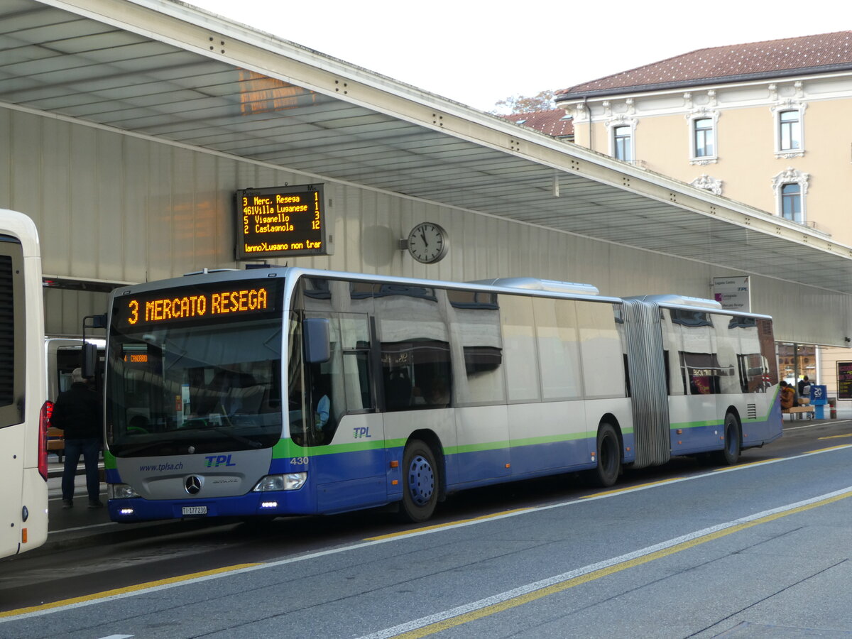 (242'871) - TPL Lugano - Nr. 430/TI 177'230 - Mercedes am 17. November 2022 in Lugano, Centro