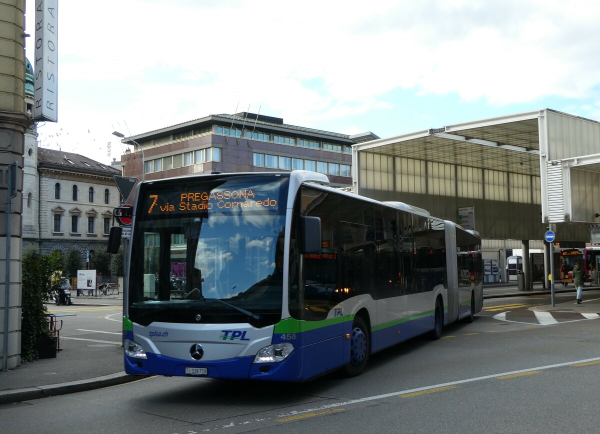 (242'877) - TPL Lugano - Nr. 458/TI 339'718 - Mercedes am 17. November 2022 in Lugano, Centro