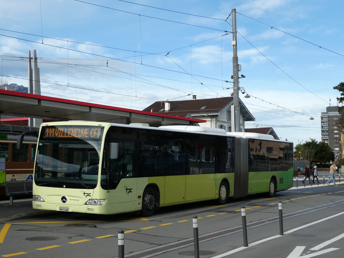 (244'385) - TPC Aigle - Nr. 304/VD 619'147 - Mercedes (ex Hrmann&Shne, D-Hamburg) am 2. Januar 2023 beim Bahnhof Aigle