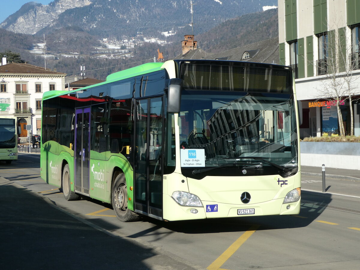 (245'597) - TPC Aigle - Nr. 658/VS 521'361 - Mercedes (ex Lufthansa, D-Frankfurt; ex EvoBus, D-Mannheim) am 31. Januar 2023 beim Bahnhof Aigle