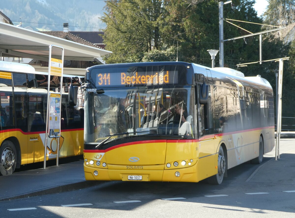 (246'156) - PostAuto Zentralschweiz - Nr. 505/NW 5017/PID 10'252 - Solaris (ex Nr. 55; ex Thepra, Stans Nr. 25) am 16. Februar 2023 beim Bahnhof Stans