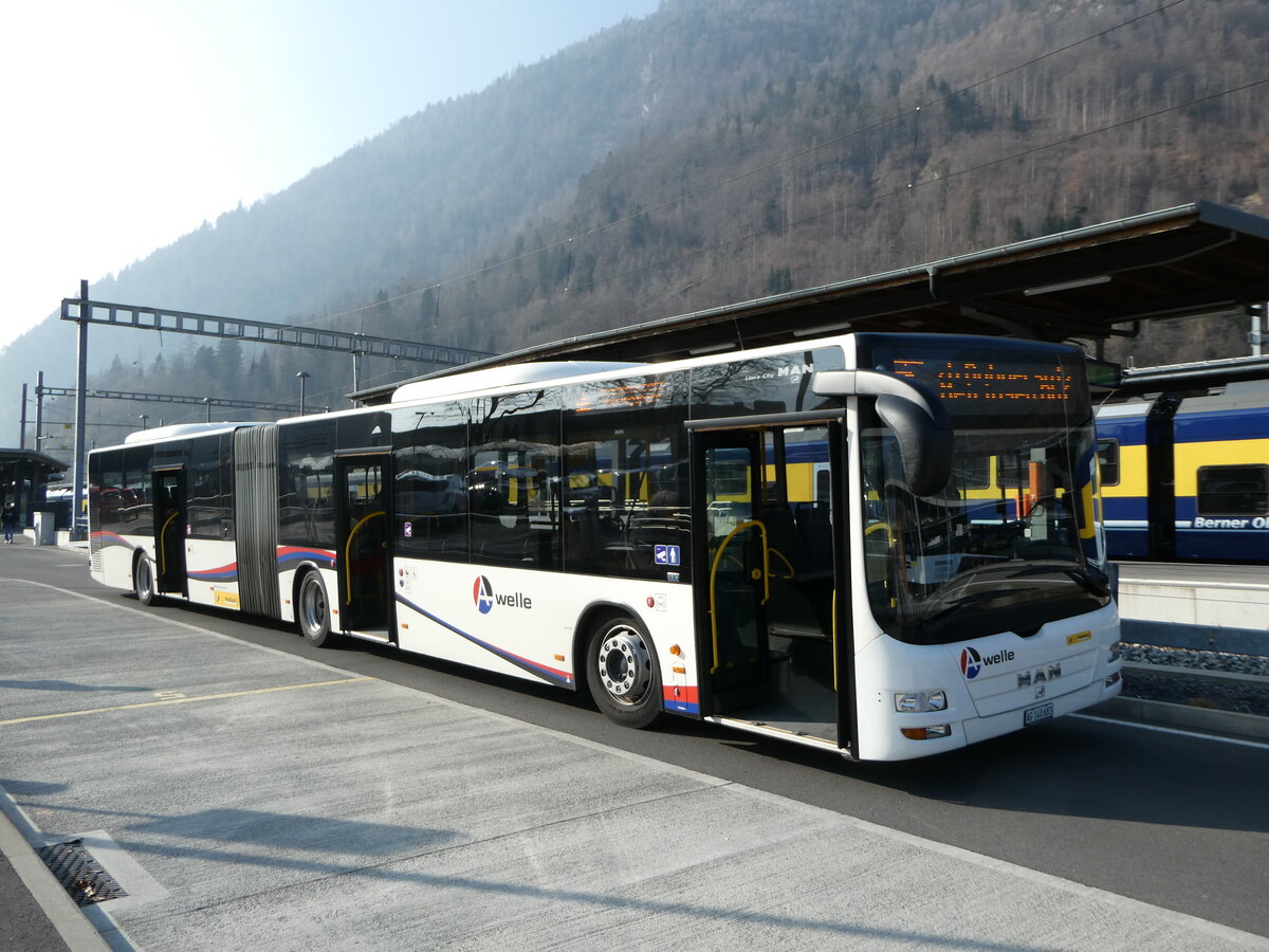 (246'910) - PostAuto Nordschweiz - AG 140'683/PID 5007 - MAN (ex Steffen, Remetschwil Nr. 58) am 5. März 2023 beim Bahnhof Interlaken Ost