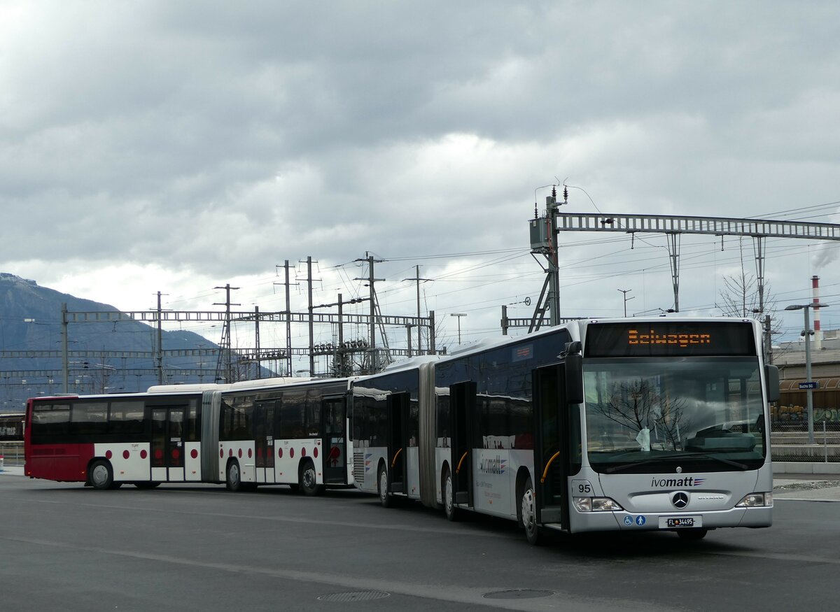 (247'012) - Aus Liechtenstein: Matt, Mauren - Nr. 95/FL 34'495 - Mercedes (ex Werner, D-Bensheim) am 9. Mrz 2023 beim Bahnhof Buchs