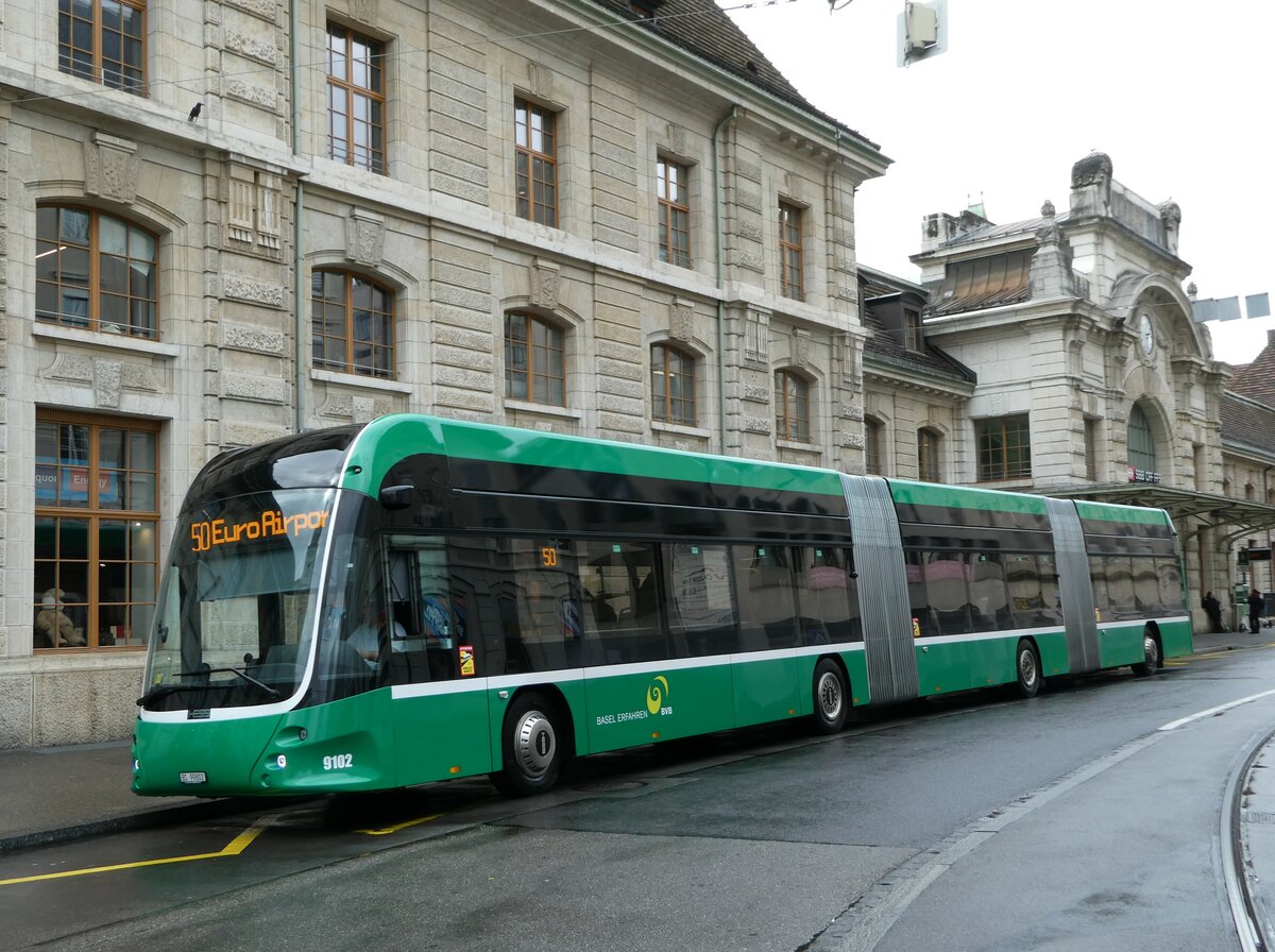 (247'860) - BVB Basel - Nr. 9102/BS 99'802 - Hess am 30. Mrz 2023 beim Bahnhof Basel