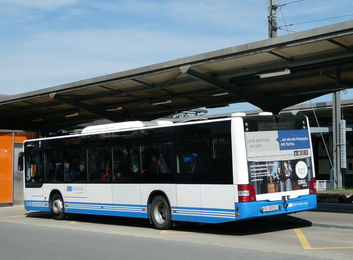 (248'119) - BOTG Amriswil - Nr. 409/TG 180'557 - MAN (ex Nr. 14) am 6. April 2023 beim Bahnhof Romanshorn