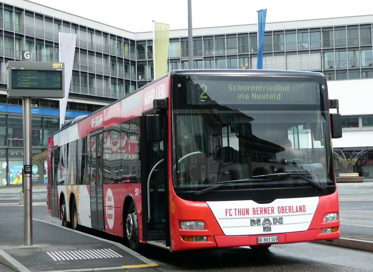 (248'151) - STI Thun - Nr. 149/BE 801'149 - MAN am 7. April 2023 beim Bahnhof Thun