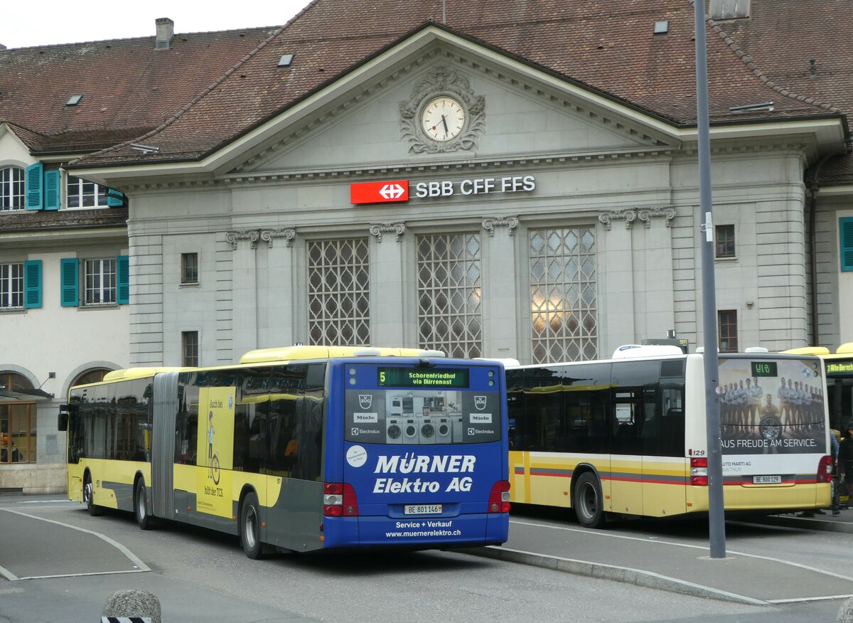 (249'340) - STI Thun - Nr. 146/BE 801'146 - MAN am 30. April 2023 beim Bahnhof Thun